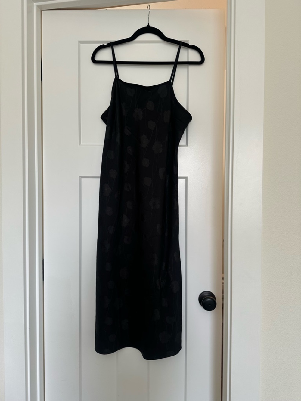 Universal Thread Black Floral-Textured Slip Midi Dress
